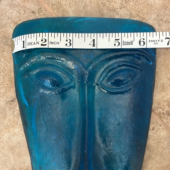 Teal Blue Glass Face Wall Art / Sconce / Candleholder - Picture 13 of 13